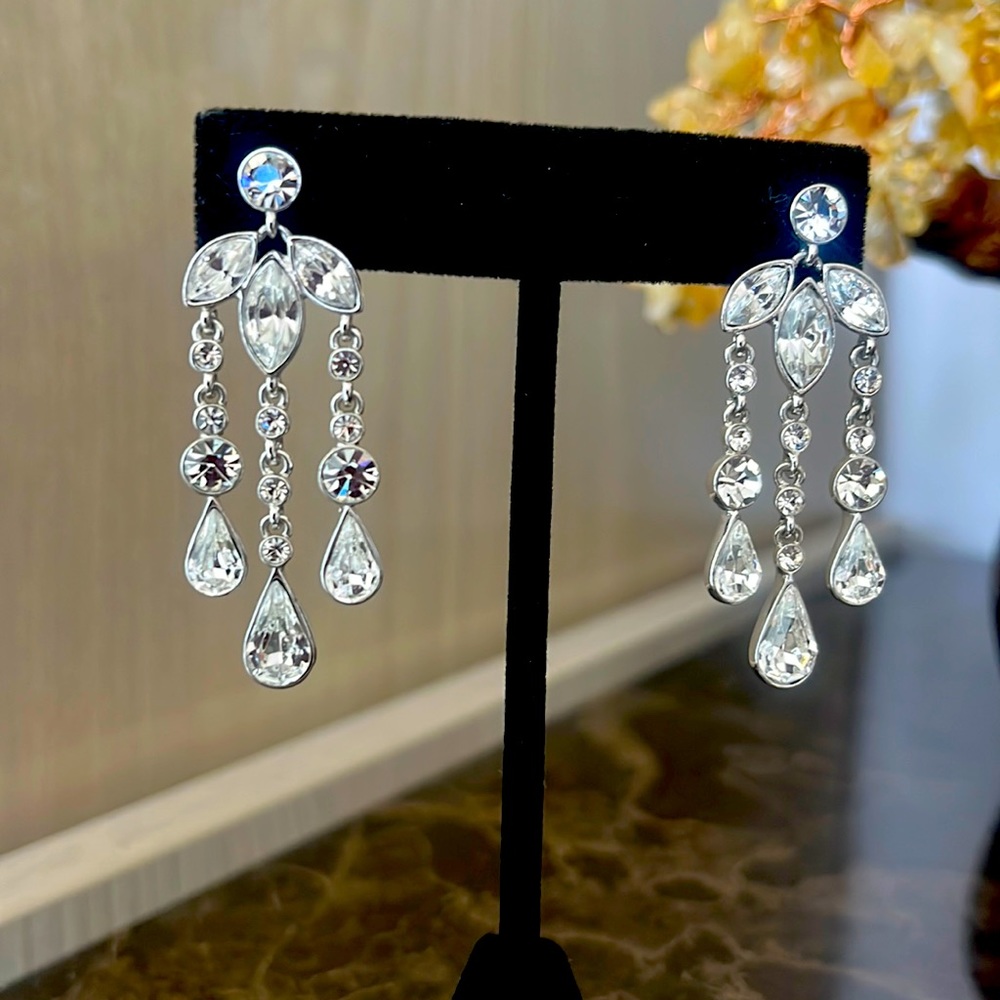 Givenchy Rhinestone Silver Tone Pierced Earrings